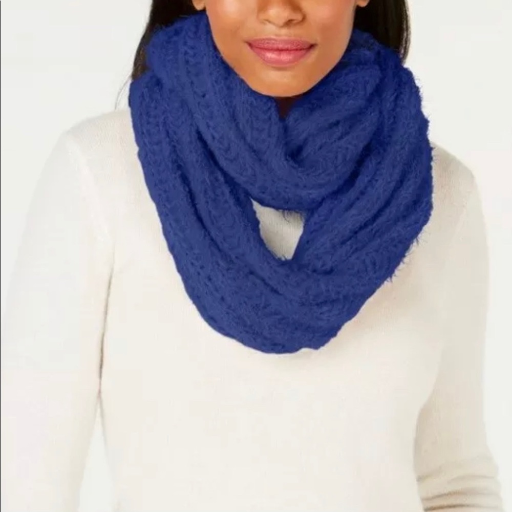 INC Chenille Blue Textured Soft Infinity Scarf